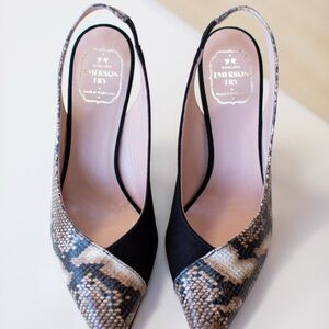 NWT Emerson Fry Frankie Heel Cobra Leather + Black Suede Padded Footbed 38